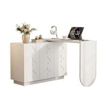 Rotating L Shaped Desk - White Office Shelf 110cm - White - View 4