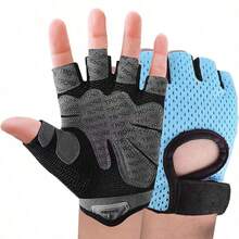 1 Pair Unisex Full Palm Protection Breathable Mesh Adjustable Hook & Loop Gloves Suitable For Fitness, Cycling, Fishing - Multicolor - View 8