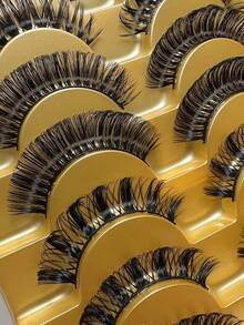 10 Pairs Mixed Wispy Fluffy False Eyelashes Pack, Natural To Dramatic Faux Mink Strip Lashes, Reusable Soft Eyelashes For Women Daily Party Makeup - 查看 6