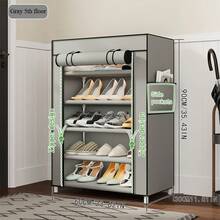 Grey Dust-Proof Shoe Rack, Multi-Layer Minimalist Freestanding Shoe Storage Rack, Easy Assembly Space-Saving Storage Rack, Suitable For Dorms And Homes, 6/8/10 Layers Optional (Can Hold 15-27 Pairs Of Shoes) - Grey - View 14