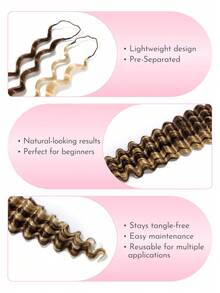 WOWANGEL 5pcs Deep Wave Pre-Looped Feather Crochet Human Hair Extensions Suitable For Miracle Knots Bohemian Braids, Deep Wave Curly Hair, 5-6 Packs For Full Head, Knotless Bohemian Braids, Vacation Hairstyle, Voluminous Texture, Time-Saving Wear, Summer Vibe - SP4/27 - View 5