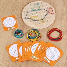 1 Puzzle Papan Pasak Bulat Kayu, Mainan Edukatif untuk Membangun Bentuk Berdasarkan 30 Kartu Dua Sisi dan 3 Jenis Karet Elastis, Mengembangkan Pemikiran, Orientasi Spasial, Kreativitas, dan Imajinasi Anak. Hadiah Lucu, Hadiah Sempurna untuk Natal, Paskah, Ulang Tahun - MultiWarna - View 10