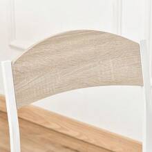 5-Piece Dining Set With Wood-Effect MDF Top And Grey And White Metal, Including A Table And Four Chairs For A Modern Dining Room. - 淺灰色 - 查看 7