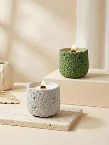 1pc Concrete Scented Candle | Natural Soy Wax Candle With Volcanic Rock Texture Aromatherapy Cup - Multi Scents - View 3
