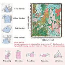 Vintage Tropical Jungle Plant Floral Woven Throw Blanket With Fringe, Fade Resistant, Anti-Pilling & Easy Care Multi-Purpose Decor Blanket For Bedroom, Sofa, Camping, Picnic, Wall Hanging Decor - Green - View 5