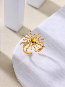 Exaggerated Vintage Style Stainless Steel Sun Rings For Women Men18k Gold Plated Sun Ring Anti Tarnish Adjustable Rings Couple Jewelry - 1 - View 4