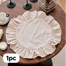 1pc/2pcs/6pcs Korean Style Solid Color Round Placemats, Sweet Princess Style Candy Color Tablecloth With Ruffle Edge, Cute Food Plate Heat-Insulating Background Mat - Multicolor - View 14