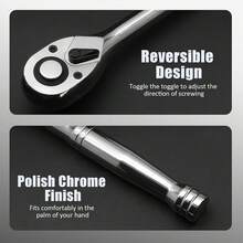 HARSKIYER 1/4 Inch Drive Ratchet Wrench, 72-Tooth Quick-Release Reversible Wrench, Chrome Vanadium Steel Wrench Tool, 5.8 Inch Length Full Polished - ColorB - View 4