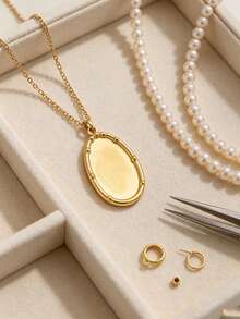5pcs 18K Gold Plated Stainless Steel Irregular Blank Bezel Findings Oval Round Pendant Charm BraceletTrays For Handmade DIY Jewelry Craft - Pendant - View 4