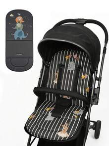 1pc Cartoon Pattern Baby Stroller Seat Cushion, Skin-Friendly Soft Durable Non-Deforming, All-Season Breathable, Removable Washable Anti-Slip Fixed, Compatible With Multiple Baby Stroller Models - Multicolor - View 1