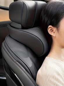 Luxury Car Neck Pillow, Nappa Leather Headrest, Seat Cushion, Car Seat Cover, Comfortable And Breathable, Lumbar And Neck Support, Exquisite Embroidery, Suitable For All Seasons, Car Interior Accessories - A - View 4
