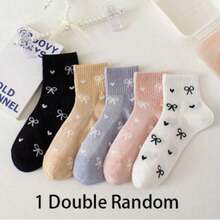 1/3/5/6/8 Pairs Short Socks - Bowknot Heart Multi-Color Women's Socks, Breathable Versatile Valentine's Day Couple Socks, Suitable For All Seasons - Multicolor - View 7