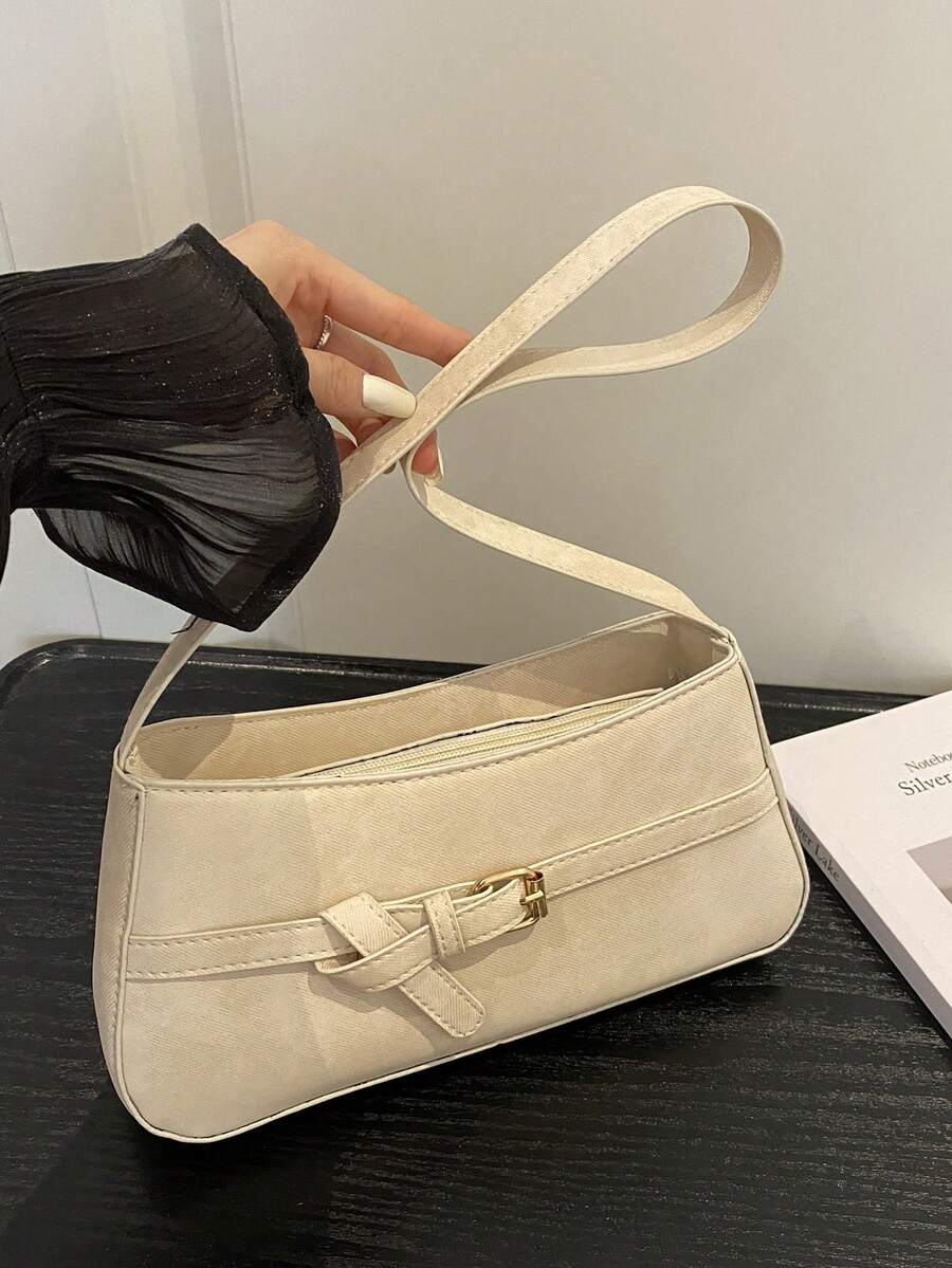 Bolso de hombro elegante para mujer, bolso de mano de gran capacidad, bolso cruzado, diseño versátil de moda para el trabajo, estilo de lujo de nicho de alta gama, impermeable, resistente al desgaste y duradero, bolso cruzado para mujer, accesorio esencial a juego - Blanco - Ver 1
