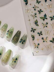 1 pieza Pegatina de uñas con mariposa de gelatina 5D en relieve brillante, diseño de mariposa con concha esponjosa de cristal brillante de colores, tema de dibujos animados - Calcomanías de arte de uñas autoadhesivas, decoración de uñas, pegatinas de uñas - Multicolor - Ver 7