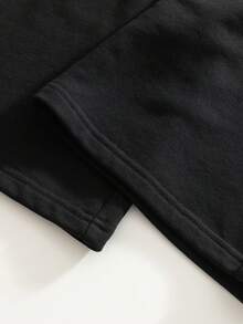 Men's 2-Piece Set: Collared Half-Zip Drop Shoulder Long Sleeve Sweatshirt & Drawstring Long Sweatpants, Casual Commute Fashion - Black - View 7