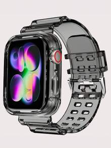 2合1水晶透明運動錶帶與防撞保護殼，相容 38mm 40mm 41mm 42mm 44mm 45mm 46mm 49mm，果凍框保護殼 + 舒適替換腕帶，適用於 11/10/9/8/7/6/5/4/3/2/1/SE Ultra 女款/男款，不含手錶與螢幕玻璃 - 一體錶帶 - 查看 35