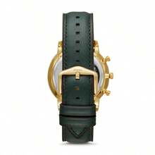 Fossil FS5580 Gold Big Dial Men Quartz Watch Dark Green Leather Chronograph 50M Waterproof Luxury Versatile Watch - one-size - View 4