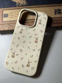 1pc Gentle Ins Style Floral Polka Dot Phone Case Compatible With Apple 17 Pro Max 16 Pro Women's 15 Fresh Girl Niche 14 Shockproof Soft Protective Cover 13 Korean Style - Beige - View 6