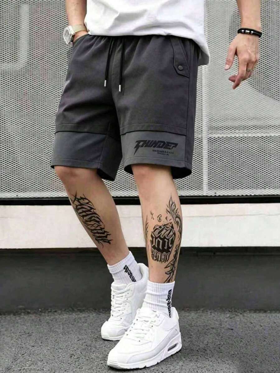 Men's Lightweight Shorts, Outdoor Casual Fashion Sports Quick-Dry Printed Bermuda Shorts For Summer - Black - View 1