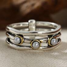 Gmzalx Vintage Layered Minimalist Women's Ring, Hollow Design, Suitable For Daily Commute And Casual Gatherings - Gold - View 6