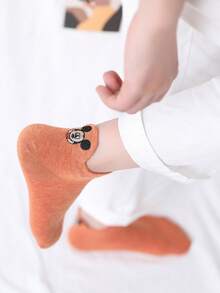 Randomly Sent Disney Mickey Mouse Embroidered No-Show Socks, Women's Cartoon Pattern Non-Slip Low-Cut Boat Socks, Casual Short Socks For Daily Wear - Multicolor - View 4