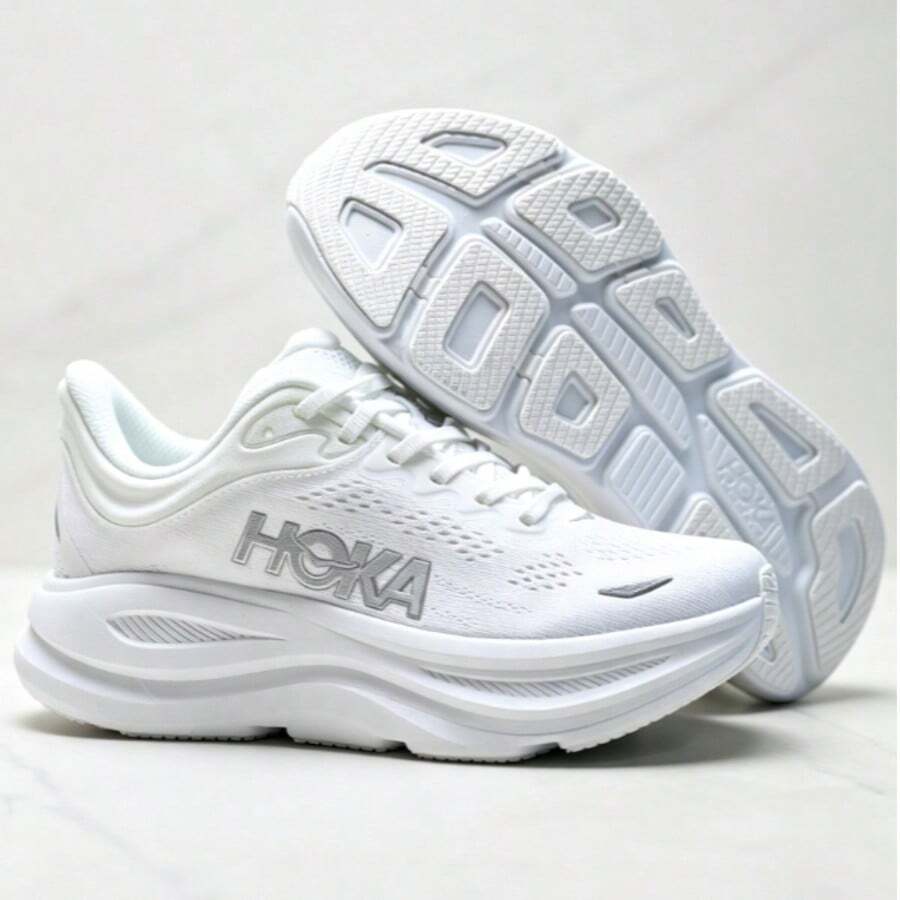 男款 Hoka One One 全季公路跑鞋 BONDI 9 透氣輕量舒適緩震防滑 白銀色 - 銀男款 - View 1