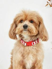 1pc Heart Pattern Jacquard Thin Soft Pet Collar, Adjustable, Suitable For Small Cats And Dogs For Indoor And Outdoor Use (Not Suitable For Large Dogs) - Red - View 3