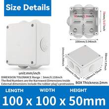 CILIA Splashproof Square Junction Box IP44 Outdoor Electrical Wire Enclosure Plastic Surface Mount Connector Box 80x80x40mm 100x100x50mm - Square - View 5
