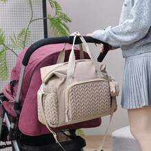 1pc Multi-Functional Compartment Mommy Bag, Hanging Bag, Handbag, Shoulder Bag, Cosmetic Bag, Portable Maternity & Baby Bottle, Diaper Pad, Organizer Bag, Christmas Gift - Multicolor - View 4