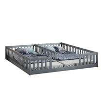 إطار سرير للأطفال 90x200 سم مع حاجز - خشب الصنوبر الطبيعي - رمادي - مشاهدة 6
