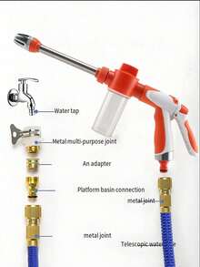 Multifunctional High Pressure Water Gun With Water Bottle, Suitable For Motorcycle, Home And Garden, Durable Long Nozzle, Efficient Cleaning And Irrigation - Multicolor - View 5