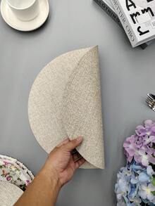 1/2/4/6pcs 15-Inch Round Vintage Placemats, Washable Heat-Resistant Insulated Pads, Suitable For Western Restaurants And Hotel Decor - Apricot - View 8