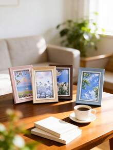1pc Pastel Wood Grain Texture Single Frame, Multicolor Macaron Desktop Standing Photo Frame, Minimalist White Matting Photo Frame, Suitable For Landscape/Portrait Photos, Exquisite Desktop Display Frame, Cute Bedroom/Dorm/Apartment/Office Vanity Decor, Sweet Memory Photo Frame Gift, Suitable For Birthday/Housewarming - Multicolor - View 6