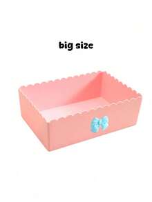 Pink Bow Storage Box, Cream Bow Storage Box Student Desk Stationery Organizer, Home Sundries Storage Basket, Suitable For Home, Office, Kitchen, Bedroom Vanity, Daily Essentials, Suitable For Home, Restaurant, Living Room Decor, Vanity, Durable Plastic, Wedding Bride Gift, Mother's Day Gift, Birthday Gift, Holiday Souvenir, Back To School Gift, Graduation Gift - Multicolor - View 15