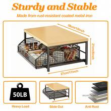 Wire Baskets& Drawer Kitchen Countertop Organizer- Space-Saving Storage System Featuring Sturdy Hardwood For Coffee Maker Shelf Black - Black - View 3