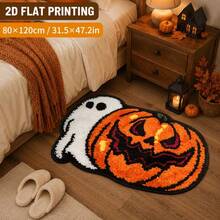 1pc Halloween Pumpkin Ghost Doormat, Home Decor, Area Rug, Casual Blanket, Bedside Rug, Absorbent Mat, Washable Carpet - Multicolor - View 4