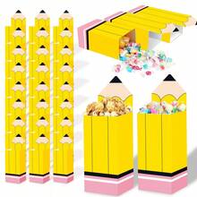 6/12/24pcs/Set Pencil Candy Box, Back To School Popcorn Snack Box Pencil Shaped Gift Bag, Welcome Back To School Snack Box - Multicolor - View 1