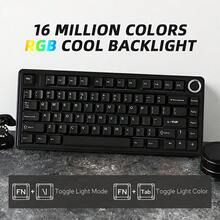 AULA F75 Wired Mechanical Keyboard RGB Backlight Gasket Soft Typing PBT Keycap Compact 80 Keys Gaming Keyboard With Volume Knob - View 7