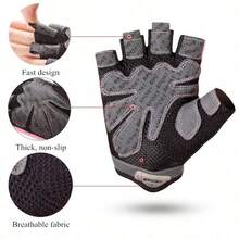1 Pair Unisex Full Palm Protection Breathable Mesh Adjustable Hook & Loop Gloves Suitable For Fitness, Cycling, Fishing - Multicolor - View 6