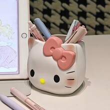 SANRIO 1個 Hello Kitty 筆筒，可愛卡通 KT 貓設計塑膠桌面收納盒，化妝品收納展示盒，返校、畢業、生日禮物 - 貓頭 - 查看 6