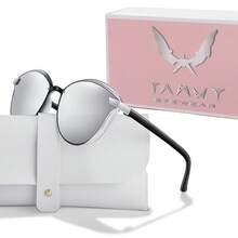TAMWY Women Fashionable Cat Eye Sunglasses, Metal Frame Fashion Shades UV Protection Eyewear For Beach Travel Daily Outfit With Storage Box - Multicolor - View 10