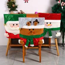Cross-Border New Product Christmas Chair Covers, Stool Covers, Chair Covers, Dining Table Decoration Chair Covers, Home Decor Accessories - Sequined Chair Cover Snowman - View 2