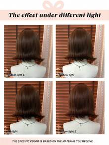 Topshe [MONEET SECRET] 12 Inch Flip Bob Full Wig With Bangs, Heat-Resistant Synthetic Fiber, Chestnut Brown, Korean Ulzzang Style, Soft Outward-Curled Ends, Full Wig, Suitable For Daily Casual Wear - Multicolor - View 8