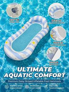 In Stock Thick Striped Petal Shape Single Inflatable Water Float Mesh Water Lounge Bed With Cup Holders For Swimming Pool(Random Style & Color Delivery) - Multicolor - View 2