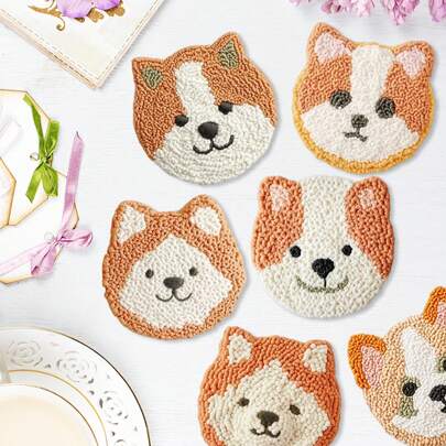 Needle Punch Coaster Set, Suitable For Beginners And Adults DIY Embroidery Kit, Includes Adhesive Felt, Yarn And Embroidery Hoop