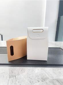 5 & 10 Buah Kantong Kado Penyimpanan Kertas Kraft Jendela Kosong, Kantong Organizer Kertas Lipat Portabel untuk Liburan, Pernikahan, Wisuda, Ornamen Kecil & Kemasan Kosmetik - View 4