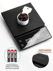 1pc Black 3kg Multi-Function Coffee Kitchen Electronic Scale With Timer And Tare Function, LED Display, Handheld Smart Scale, Suitable For Drip Coffee, Espresso, Baking And Cooking, Battery Not Included, Suitable For Kitchen, Coffee And Flour - Multicolor - View 15