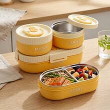 304 Stainless Steel Lunch Box With Handle, Portable Thermal Insulated Bento Box, Microwave Lunch Container, Leak Proof Fruit Salad Food Storage Container, Refrigerator Preservation Box, Meal Prep Box For Student Adult Use In School, Office, Picnic - Multicolor - View 13