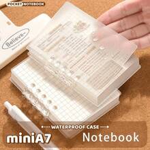 2pcs A7 Transparent Loose-Leaf Notebooks, With Removable Grid Inner Pages, 80 Pages Per Book, Mini Notebook For Students And Office Use, Replaceable Inner Pages, Back To School Gift, Ideal Choice For Halloween And Christmas Gifts - Multicolor - View 3