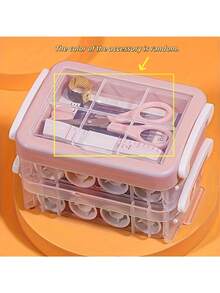 30pcs Sewing Kit Set, Portable Large 3-Layer Sewing Box For Home Mending, Portable 3-Layer Sewing Bag With Transparent Storage Box Fabric Organizer Sewing Storage - A - View 1